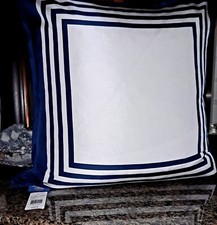 Ralph Lauren Home Deerfield 350 Silk Deco Feather Fill Pillow Navy/White 24 24