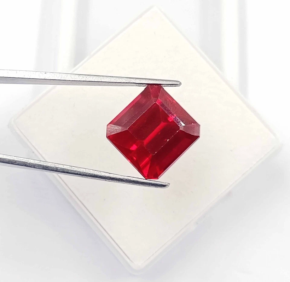 Real Red Ruby 23-24 Ct Certified Faceted Emerald Shape From Burma Loose Gems DKV - Image 2 of 4