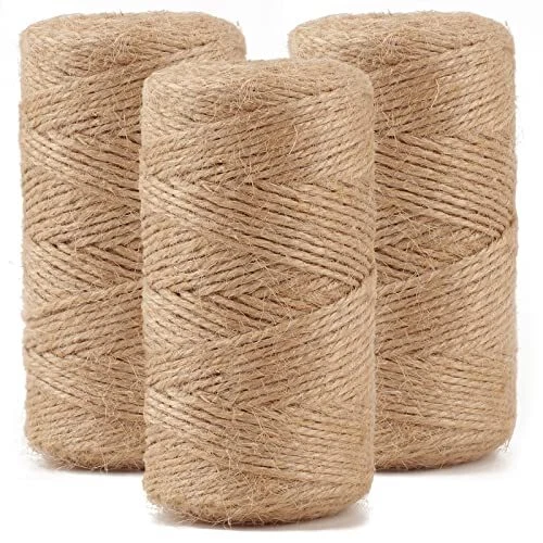 984 FT Natural Jute Twine,1.5mm Twine String,3ply Thin Ribbon Hemp Twine(3  Roll)