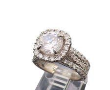 925 Sterling Silver Vintage Princess Cut Cubic Zirconia Ring Sz 6 RG26516