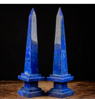15'' Marble Obelisk Vintage 2 Monumental Obelisks Lapis Lazuli Garden Decor Gift