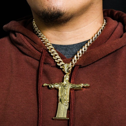 Huge Christ The Redeemer Pendant Gold 