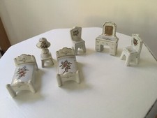 VTG Miniature 6 Piece Doll House Rare Bedroom Set Occupied Japan
