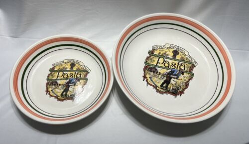 2 Ironstone Tableware San Reno Buona Italia Pasta Bowls 8 3/4" & 12 3/4” 🇮🇹🍚 - Foto 1 di 14