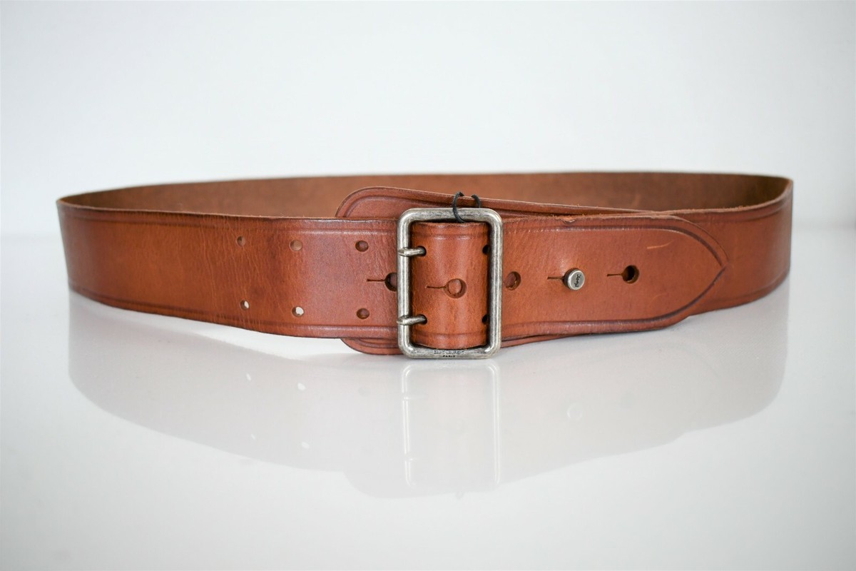 NWT Saint Laurent Paris Belt EU80/US30 $525 Saint Laurent Black Leather Western Adjustable Buckle Belt  main image 3