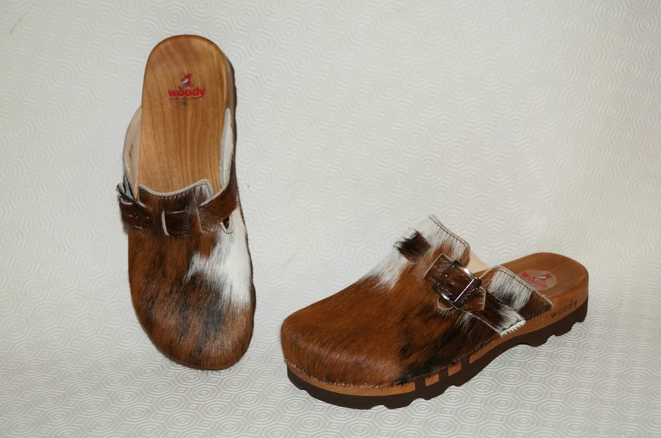 Woody Lukas Herren Clogs Pantolette Fellschuh Holzschuh Kuhfell Gr 40 - 50 - Bild 4 von 4