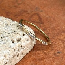 10KT Yellow Gold Round Diamond Stackable Beaded Band Size 7