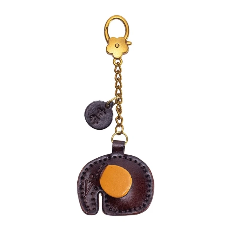 Artistic Elephant Shaped Fruit Designs Genuine Leather Keychain for Youth - Image 2 of 4