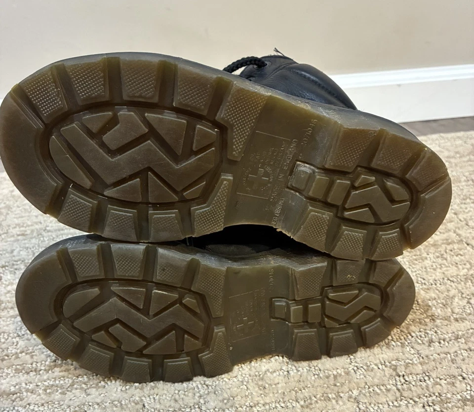 Dr. Martens 8444 Cuero Negro Combate Niños 2 Doc Cordones Estilo Moda Foto 3 de 4