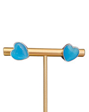 Stud Earrings Glass Blue Heart NWOT Unbranded
