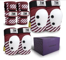 TOPDOMRUS Skateboard Knee and Elbow Pads Adult&Youth with Wrist Guards