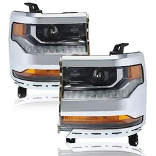 For 2016-2018 Chevy Silverado 1500 HID/Xenon LED DRL OE Projector Headlights L+R
