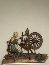 Vintage Syroco Wood (Resin) “The Spinning Jenny” Wall Plaque 1971 26in X 20in
