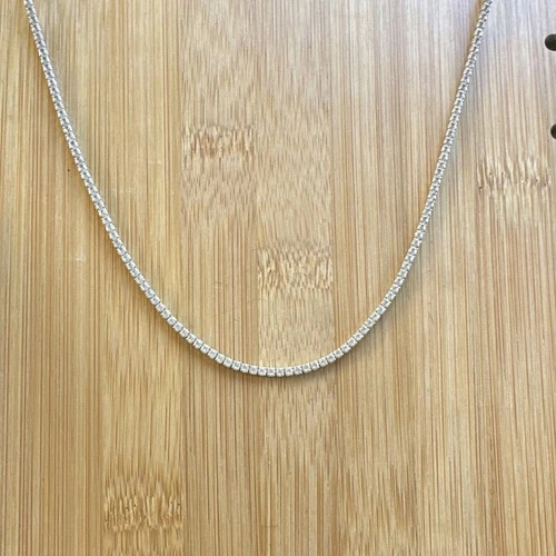 925 Sterling Silver Cubic Zirconia Tennis Necklace Box Chain Spring Ring image 4