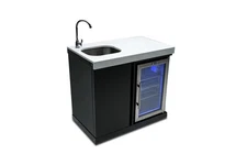 Open Box Mont Alpi - Sink and Fridge Unit Black Stanless Steel - MASF-BSS