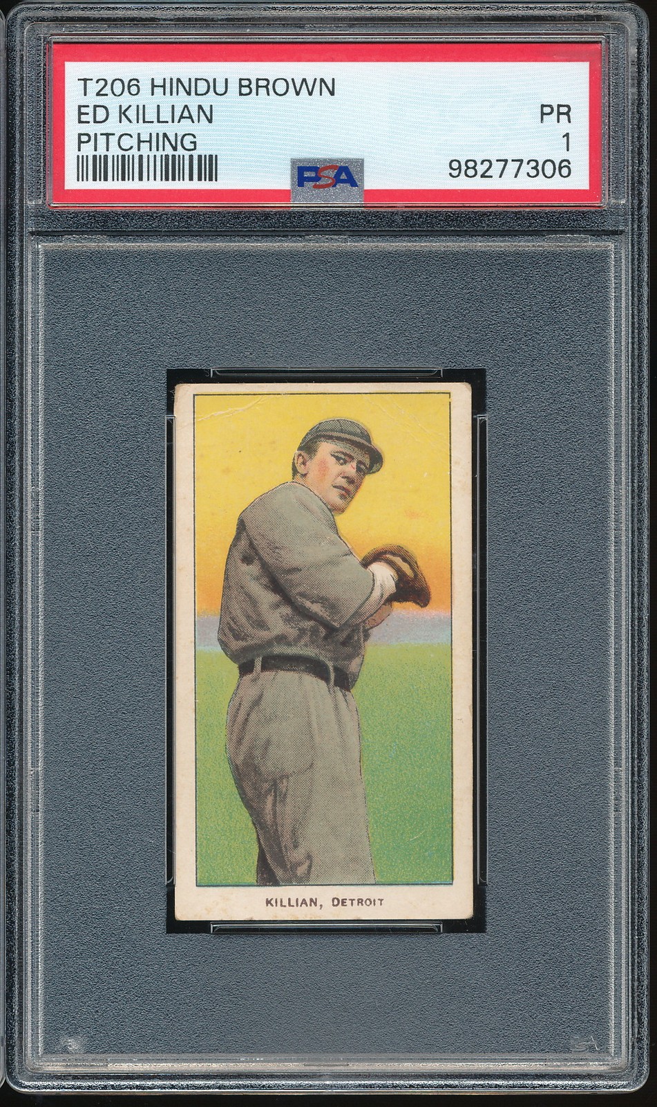 T206 Hindu Brown Ed Killian (Pitching) PSA 1 - Detroit - only 5 graded