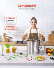 New Canning Supplies Starter Kit, 9 Pieces Stainless Steel Water Bath Canning K