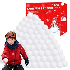 200 Pack Fake Snow Balls, Soft Snow Ball Fight Set, Artificial Snow Fight Bal...