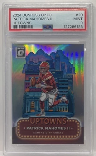 PATRICK MAHOMES II 2024 DONRUSS OPTIC UPTOWNS PRIZM CHIEFS CASE HIT PSA 9 SP SSP