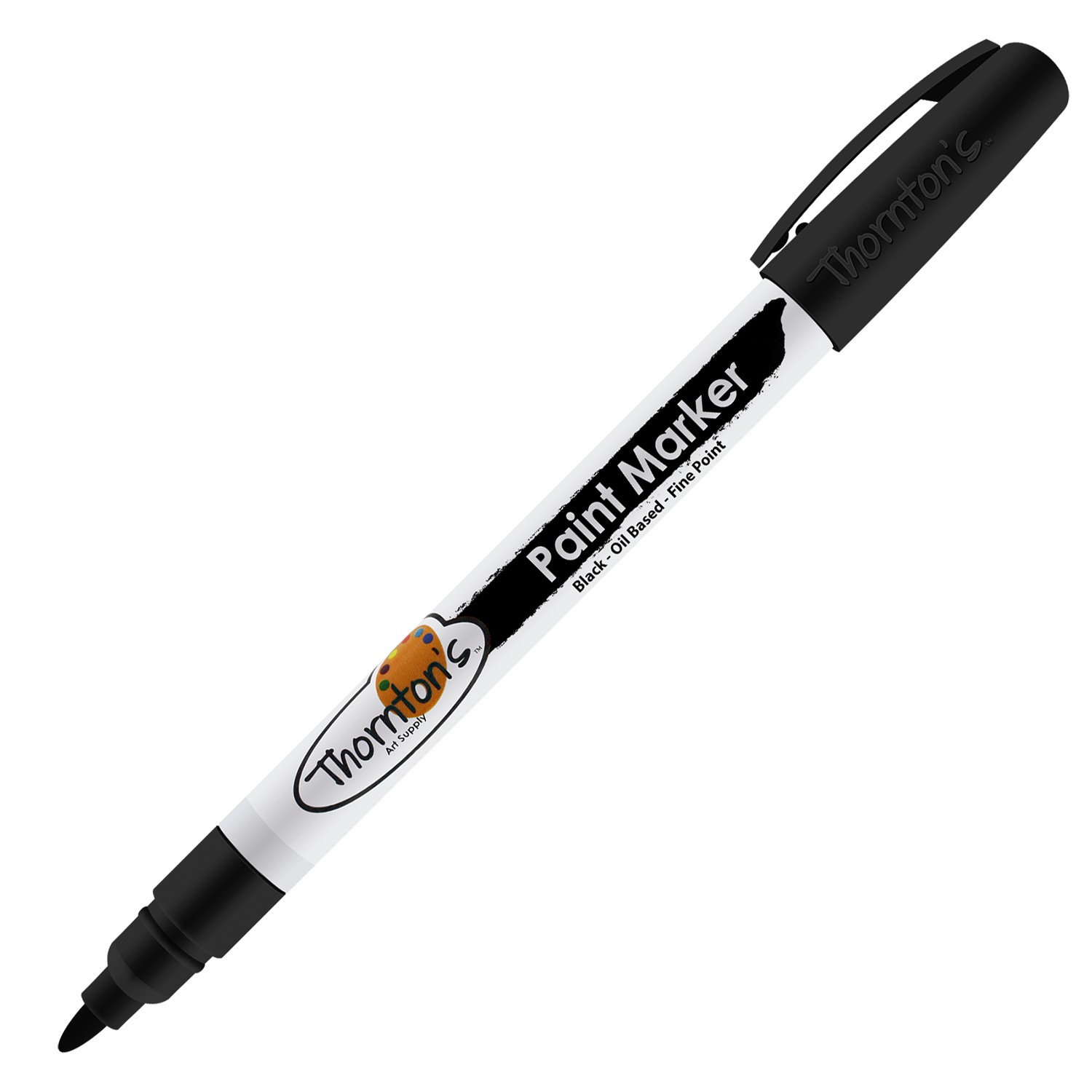 Thornton's Art Supply Oil-Based Paint Marker, Fine Point, Black Ink, 3 Count
