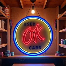 Used OK Cars LED Neon Sign With Dimmer USB Powered Adjustable Light
