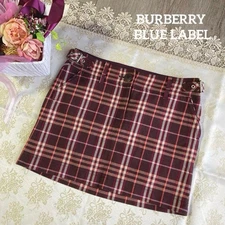 BURBERRY Blue Label Nova Check Mini Skirt Pink Brown Embroidered 36 S Japan