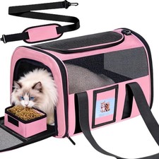 Soft Cat Carrier for Pets Up to 15 lbs, TSA Approved for Airline in-Cabin, Ca...