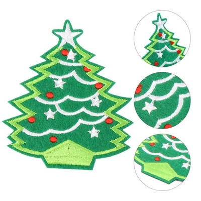 10Pcs Green Christmas Embroidered Patches for Decoration Cloth Applique - Image 1 of 4