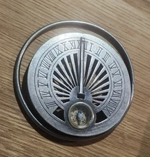 Antique Mappin & Webb Paris Silver Sundial Compass Money Clip