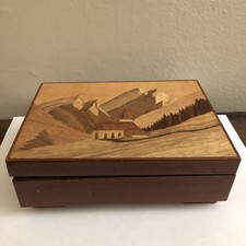 Vintage Thorens Swiss Music Box Wooden Jewelr...