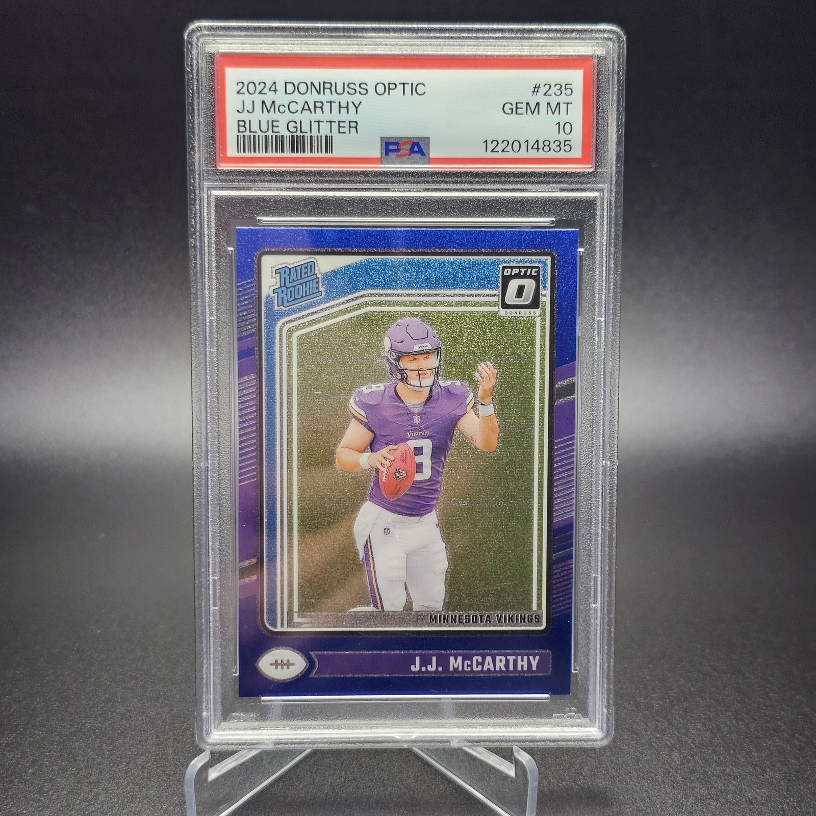 JJ McCarthy Panini Donruss Optic #235 Blue Glitter