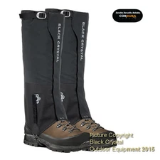 Black Crystal Ski Snow Hiking Walking Gaiters Waterproof Nylon Brand New -Womens