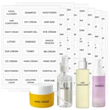 192 PCS Waterproof Labels for Travel Size Bottles,Clear Bathroom and Beauty O...