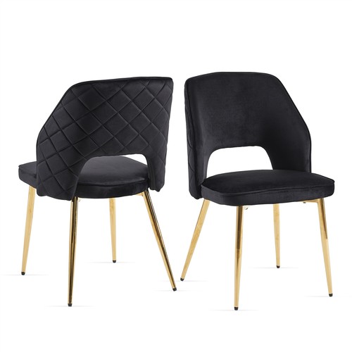 Set of 4 Velvet Dining Chair Upholstered Chair Kitchen Dining Chair w/ Metal Leg - Picture 30 of 48