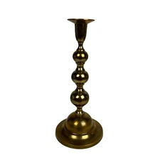 Vintage Solid Brass 10.5" Stacked Ball Candle Holder Home Decor Retro
