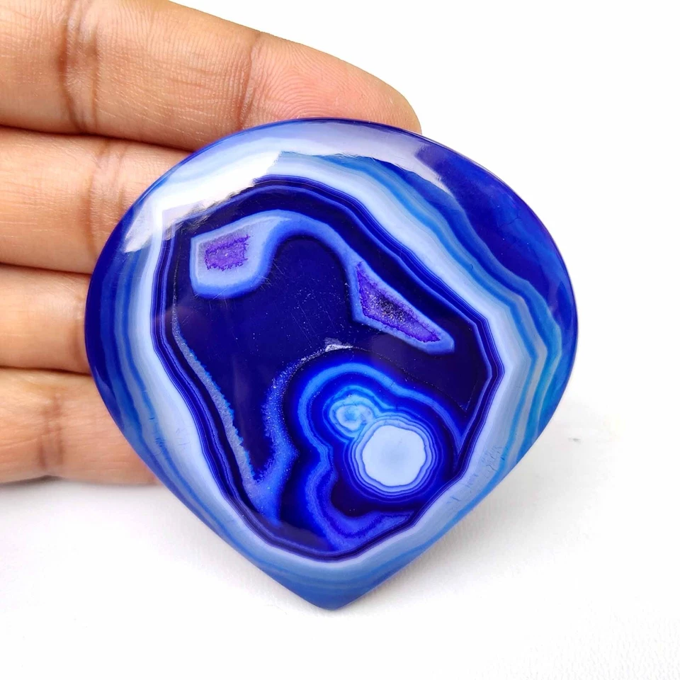 Ágata azul ónix druzy geoda cabujón corazón piedra preciosa natural suelta 186 quilates #6910 Foto 4 de 4