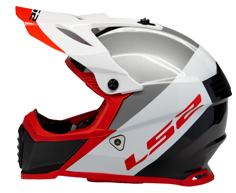 Casco de motocicleta LS2 Offroad Gate Launch Full Face MX blanco/rojo/negro S-3XL Foto 2 de 4