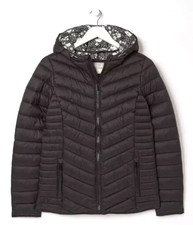 Fat Face: Black "ruby" Puffer Hooded Padded/quilted Jacket Size 22