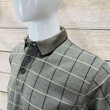 Clark & Gregory Tan and Black Windowpane Men's Large Polo Shirt Made in USA
