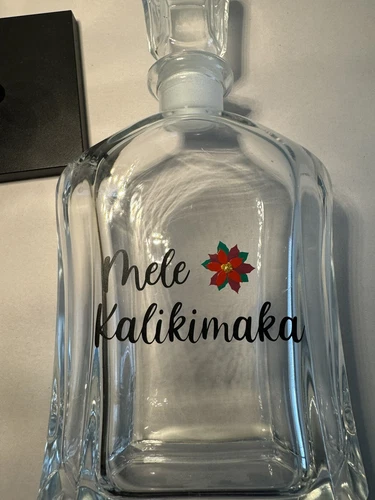 Liquor Decanter Christmas Empty Mele Kalikimaka Bahama Style Decor