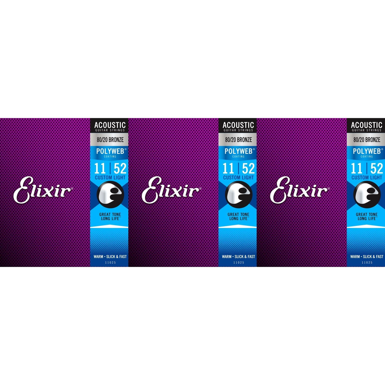 Струны для акустической гитары Elixir Strings 11025 Polyweb 80/20 бронзовые - .011-.052