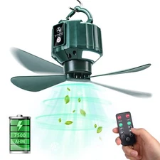 Tent Ceiling Fans for Camping Portable Tent Fans with Light and Remote Contro...