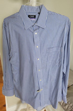 Chaps Regular Fit Shirt Large 16 1/2 34/35 Wrinkle Free Button Down Blue Stripes