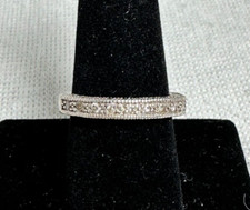 Sterling Silver Ring Band with Channel Set CZs on Band Top  Bottom - Size 9