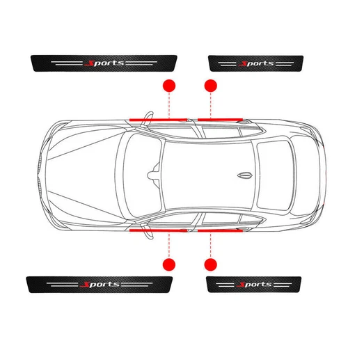 4Pcs Universal Car Door Plate Sill Scuff Cover Anti Scratch Carbon Fiber Sticker - Foto 7 di 12
