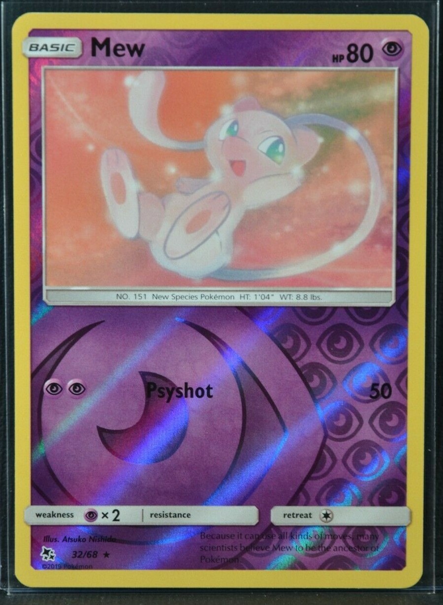 Mew 32/68 Hidden Fates 2019 Reverse Holo Foil Rare Pokemon TCG Card - NM