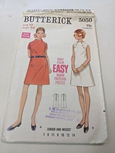 Vintage Butterick Pattern 5050 Junior Misses One Piece Dress Size 12 Bust 34 Ebay
