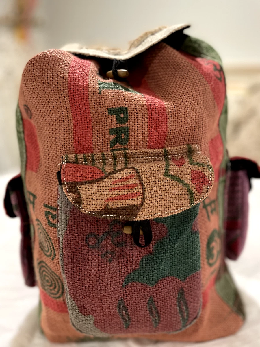 Jute top backpack bags