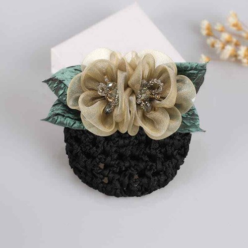 women Headdress occupation spring clip Hair Accessories Flower Hair Net - Picture 8 of 14