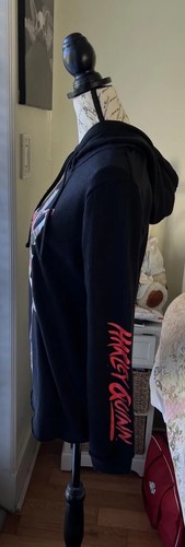 NWT Harley Quinn DC Comic Fleece Black Long Sleeve Hoodie Sweatshirt Size M - Picture 4 of 7